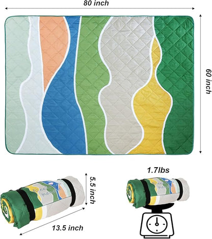 Exclusivo Mezcla Waterproof Picnic Blanket 60x80 Inches Large Multicolor Floral Polyester Sandproof Modern Camping Blanket