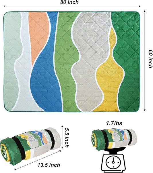 Exclusivo Mezcla Waterproof Picnic Blanket 60x80 Inches Large Multicolor Floral Polyester Sandproof Modern Camping Blanket