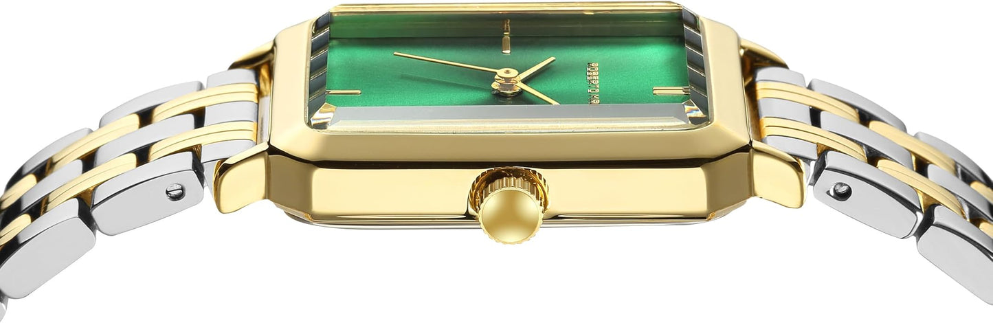 Roberto Marino RM1982 Women’s Luxury Watch Rectangular Gold – Japanese Quartz Movement, Vintage Stainless Steel Design, Silver Dial, Elegant Dress Timepiece, 3ATM Water Resistant – Reloj para Mujer