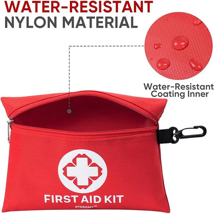 PTEROMY 150 Piece Mini First Aid Kit, Portable Small Emergency Kits Compact 1st Aid Kit for Car, Travel, Home, Camping, Outdoor, Hiking