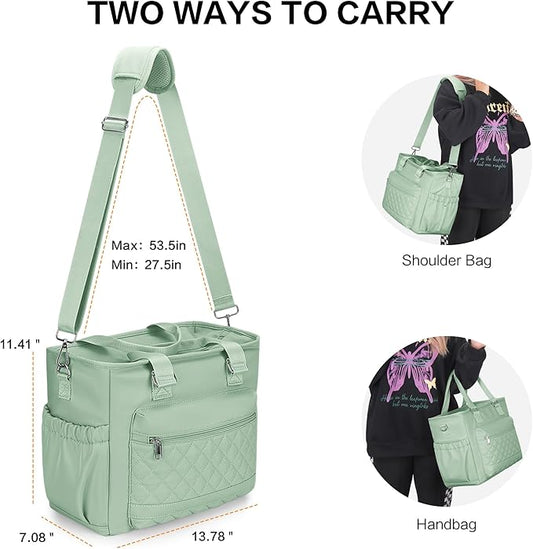 16L Lunch Bag for Women, Large Lunch Box Women for Work, Lunch Tote Bag for Adults, Green