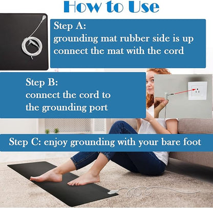 Grounding Mat for Improving Sleep, Grounding Pad for Health, Grounding Bed Mat with Grounding Cord for Better Working (11.6IN * 39IN)