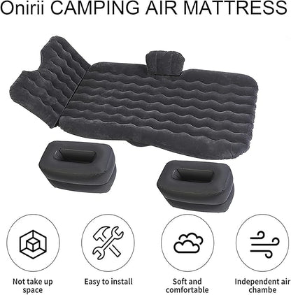 Inflatable Car Air Mattress Back Seat Bed,Thickened Car Travel Camping Air Mattress with Air Pump,Blow Up Bed Portable Car Sleeping Mattress for Car Universal SUV