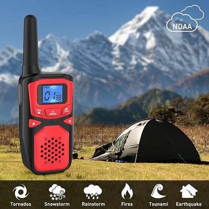 WokTok Adult Walkie Talkies Long Range Rechargeable Portable Two-Way Walkie Talkie, Camping Gear, SOS Sirens, NOAA Weather Alarms, Kid's Toys, Easy-to-Use Rechargeable Walkie Talkies,4 Packs