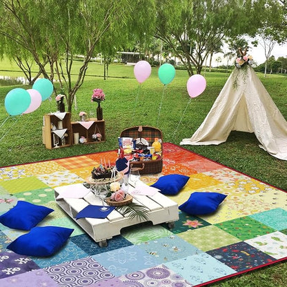 Extra Large Picnic Blankets Waterproof Foldable (60"x 80") Boho Beach Blanket Waterproof Sandproof,3-Layer Thicking Mat Outdoor Packable Camping Blanket