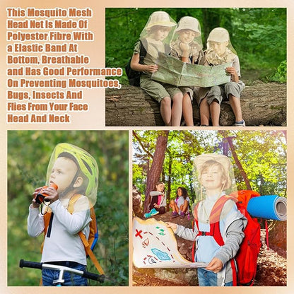HESTYA 4 Pack Mosquito Net Mesh for Head Face Neck Fly Netting Hood from Bugs Gnats No See Net with Carry Bags for Outdoor