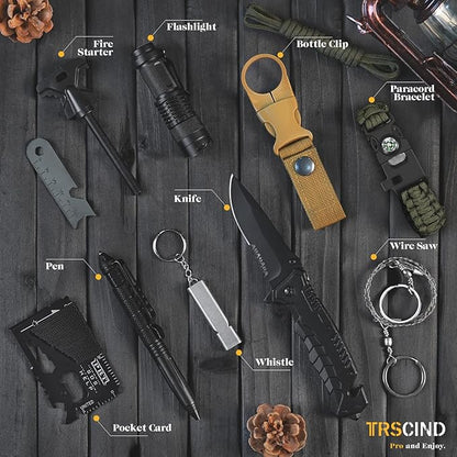 Gifts for Men Dad Husband - Fathers Day Anniversary Birthday Gifts Idea for Him Boyfriend Man - Survival Kit 14 in 1, Survival Gear and Equipment, Fishing Hunting Camping Accessories, Cool Gadgets