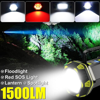 LED Camping Lantern Flashlight Spotlight Rechargeable Portable Super Bright Outdoor Emergency Light Searchlight Lamp Waterproof for Hiking Fishing Working Power Outages Hurricane