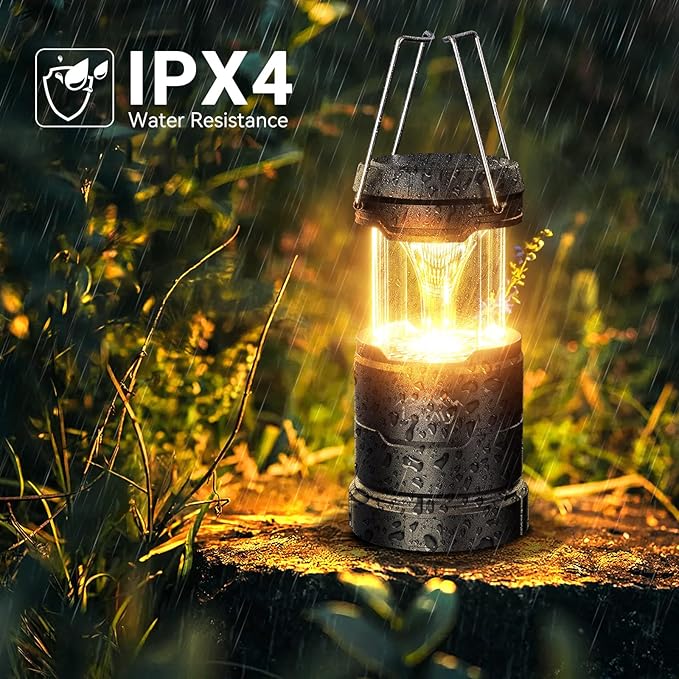 LETMY 4 Pack Camping Lanterns for Power Outages - Dimmable & 3 Color Modes, Battery Powered Lantern, Collapsible, Water Resistant Lantern Flashlight for Emergency, Hurricane, Storms, Outdoor Survival