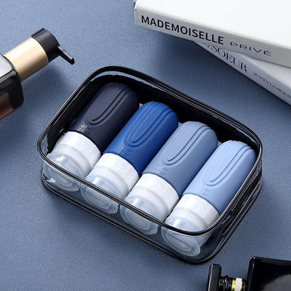 Travel Bottles for Toiletries, Tsa Approved 2oz Travel size Bottles, BPA Free Leak Proof Travel Toiletry Containers, Refillable Travel Accessories with Toiletry Bag for Shampoo Liquid (4 Pack)