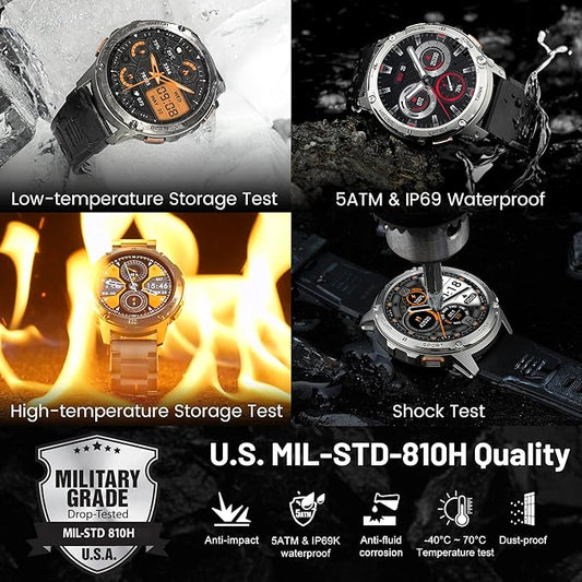 KOSPET Smart Watch for Men, 60 Days Extra-Long Battery, 50M Waterproof Rugged Military Smartwatch (Answer/Make Calls), 170 Sports Mode 1.43” AMOLED Display Fitness Watch-Voice Assistant