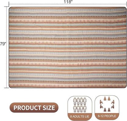 G GOOD GAIN Picnic Blankets Outdoor - Waterproof Outdoor Rug with Shoulder Carry Strap | Machine Washable Picnic Mat with Sandproof Backing for RV, Balcony, Camping, Hiking, Concerts (Orange, 9' x 6')