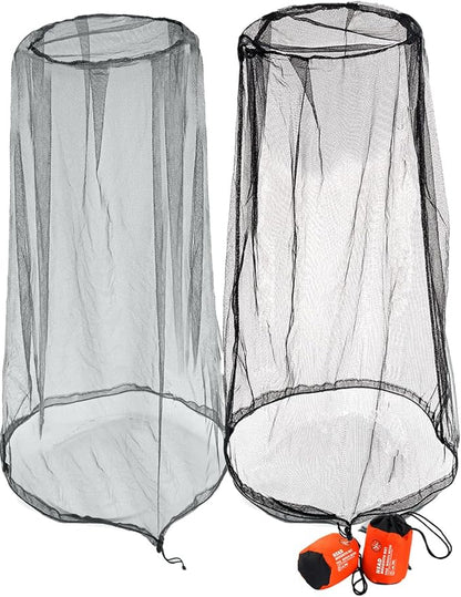 wohohoho Mosquito Head Net Mesh with Drawstring, Bug Face Netting for Hats, Mesh Face Shield for Men & Women Beekeeper Net Mask Protection for Midges, Bugs & Gnats (2 Packs, Mix Colors, Updated Size)