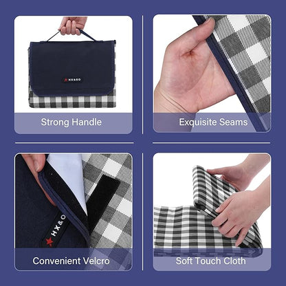 Outdoor Picnic Blanket 80"X80" Picnic Mat Extra Large Camping Blanket Beach Blanket Foldable Waterproof Sand Mat Hiking Travel Family Concerts(Blue)