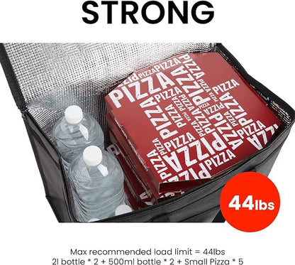NZ home Insulated Cooler Bag and Food Warmer (XL Plus, 2 Pack) for Delivery & Grocery Shopping with Zippered Top, Gray