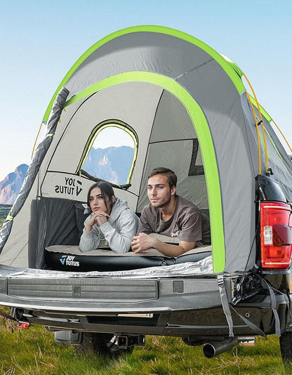 JOYTUTUS Pickup Truck Tent 8ft 2.0, Waterproof PU2000mm Double Layer for 2 Person, Portable Truck Bed Tent with Rainfly - Green, Aluminum Pole