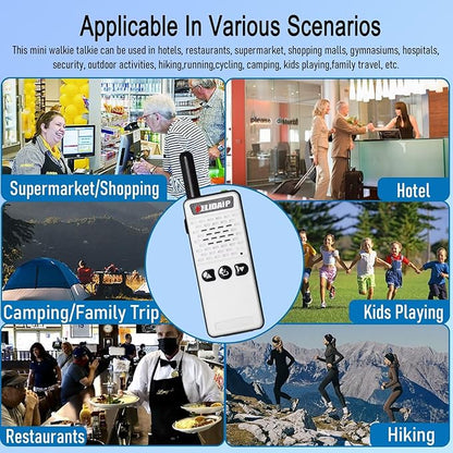T-M2 Super Mini Walkie Talkie for Adult Kids,Rechargeable Portable FM Transceiver,Small Two Way Radio for Supermarket,Hotel,Outdoor Sport,Hiking,Camping,Indoor,Family Trip,White 1 Pack