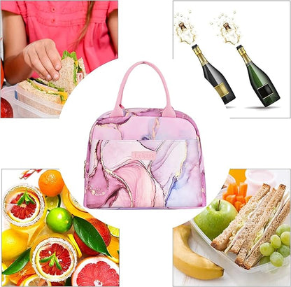 LOKASS Lunch Bags for Women Insulated Lunch Box Cooler Bag Thermal Lunch Tote for Ladies Adults Office Work, Pink