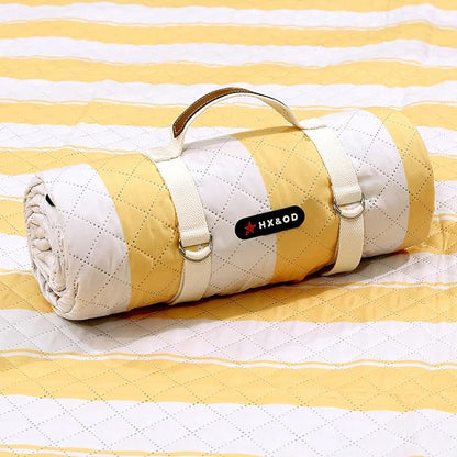 HX&OD Extra Large Picnic Outdoor Blanket, 80”x60” Waterproof Picnic Mat Foldable Camping Blanket Portable with Carry Strap for Beach Mat Outdoor Camping Party(Yellow)