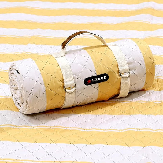 HX&OD Extra Large Picnic Outdoor Blanket, 80”x60” Waterproof Picnic Mat Foldable Camping Blanket Portable with Carry Strap for Beach Mat Outdoor Camping Party(Yellow)