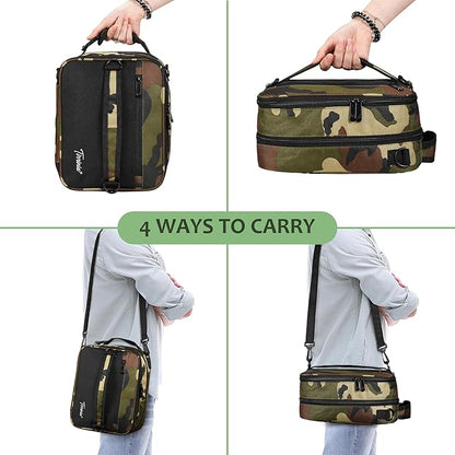 Tirrinia Expandable Insulated Lunch Bag, Leakproof Flat Lunch Cooler Tote with Shoulder Strap for Men and Women, Suitable for Work & Office, Camo