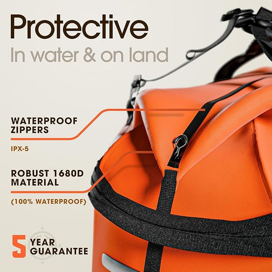 Earth Pak Waterproof Duffel Bag - Large Dry Bag, 1680D TPU, Heavy Duty, Camping & Marine Dry Bag, 8x8 Popout Pocket