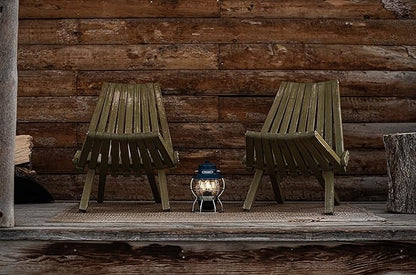 Barebones Railroad Lantern – Ocean Blue, Vintage-Inspired LED Camping Lantern with Rechargeable Battery – Adjustable Brightness Outdoor Light for Camping Gear, Backyard, and Home Decor