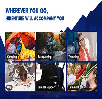 Hikenture Inflatable Pillow for Camping, Washable Backpacking Pillow for Sleeping, Ultralight Blow Up Pillows with Removable Cover, Portable&Compact Hiking Pillow for Beach, Travel, Outdoor(Blue)