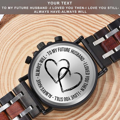 BOBO BIRD S18-1 Personalized Engraved Wood Watch Customized Wooden Watches for Husband Boyfriend Birthday Anniversary