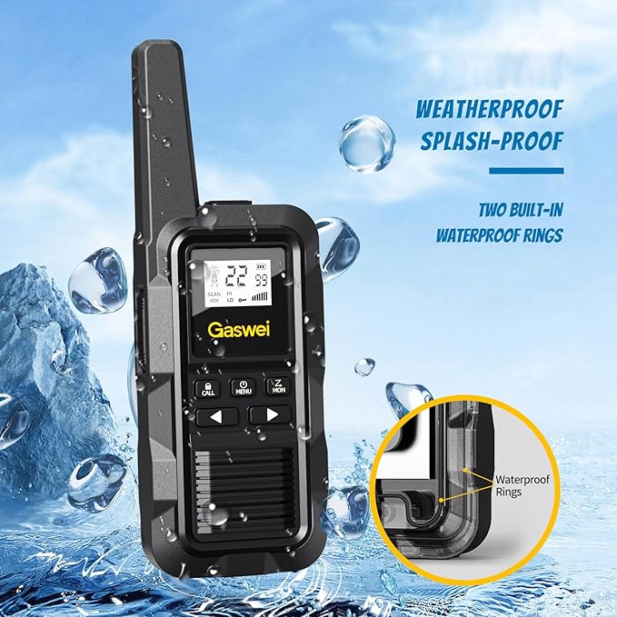 G2pro Walkie Talkies Long Range for Adults, Waterproof, Shock Resistant & Rechargeable Two-Way Radio with VOX 2 Pack(Black)