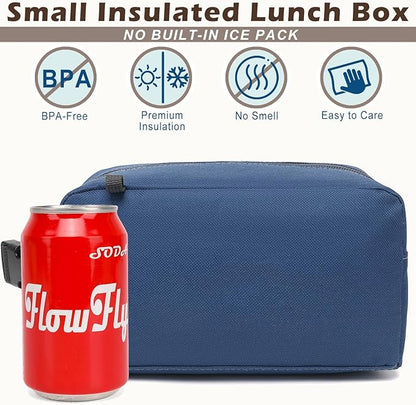 FlowFly Small Insulated Lunch box Portable Soft Bag Mini Cooler Thermal Meal Tote Kit with Buckle for Work, CyanWithBuckle
