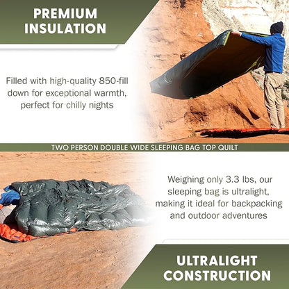 Ultralight Sleeping Bag Top Quilt 850 Down Ultralight Backpacking Camping Blanket