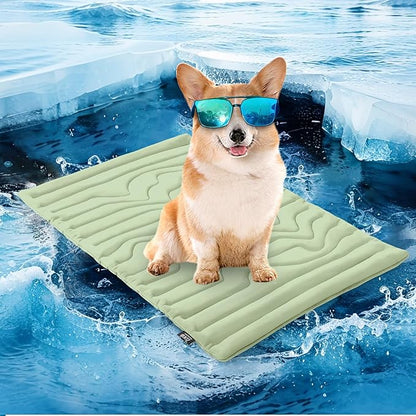 ZonLi Dog Cooling Mat, 36" x 23" Medium, Reversible Cooling Pad for Dogs & Cats (Cool & Warm), Durable & Machine Washable, Pet Mat for Crate, Kennel, Bed, Sofa, Sage Green