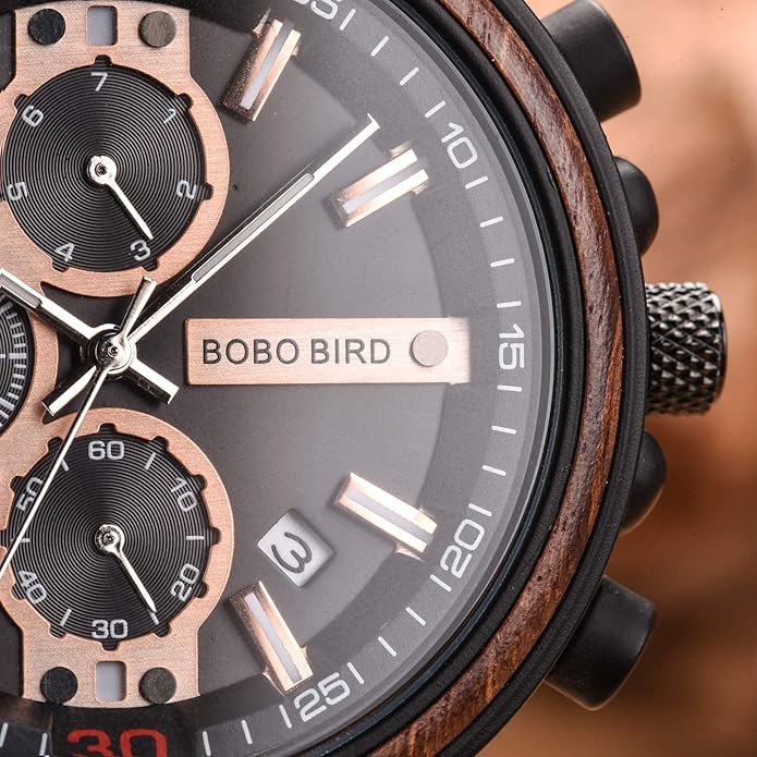BOBO BIRD S18-1 Personalized Engraved Wood Watch Customized Wooden Watches for Husband Boyfriend Birthday Anniversary