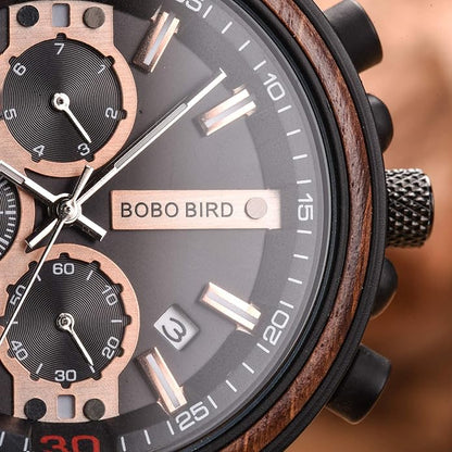 BOBO BIRD S18-1 Personalized Engraved Wood Watch Customized Wooden Watches for Husband Boyfriend Birthday Anniversary