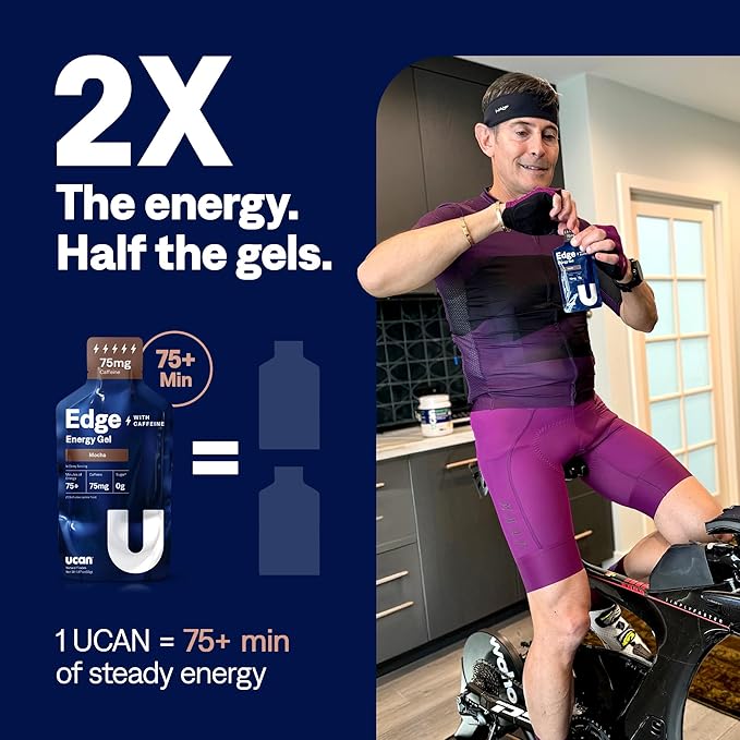 UCAN Edge Energy Gel Shots, Mocha + Caffeine (12, 2 Ounce Packets) for Running, Training, Workouts, Fitness, Cycling, Crossfit | Sugar-Free, Vegan, & Keto Friendly Energy