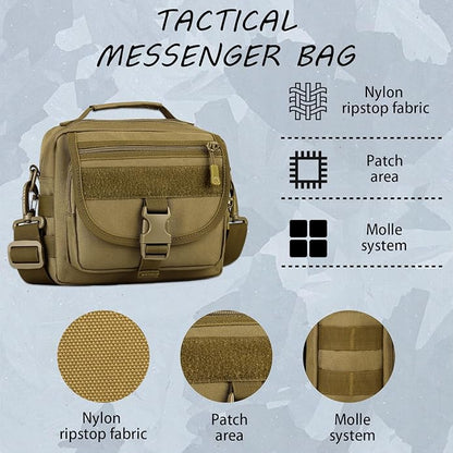 Protector Plus Tactical Messenger Bag Men Small Military MOLLE Crossbody Pack (Patch Included)