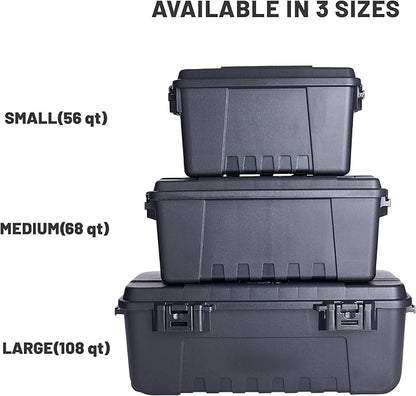 Plano Sportsman Trunk, Black, Small, Lockable Storage Box, Airline Approved Sportsman Trunk, Hunting Gear and Ammunition Bin, Heavy-Duty Containers for Camping, 56-Quart