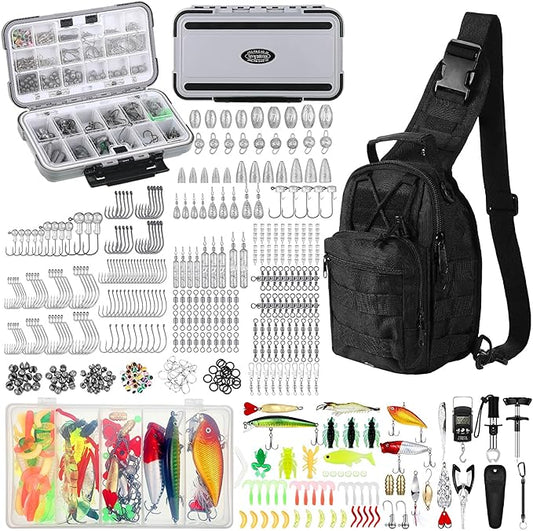 Sosation 482 Pcs Fishing Gear Equipment Kit, Backpack and Tackle Box with Tackle Included, Lures, Hooks, Sinkers Tools Accessories Kit Fishing Gifts for Men