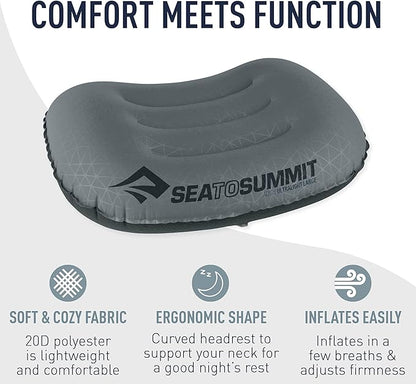 Sea to Summit Aeros Ultralight Inflatable Camping and Travel Pillow, Deluxe (22 x 14), Grey