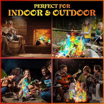 MEKER Fire Color Changing Packets - Fire Pit, Campfires, Outdoor Fireplaces, Bonfire - Fire Colorful Changing Fire - Perfect Fire Camping Accessories for Kids & Adults (48 Pack)