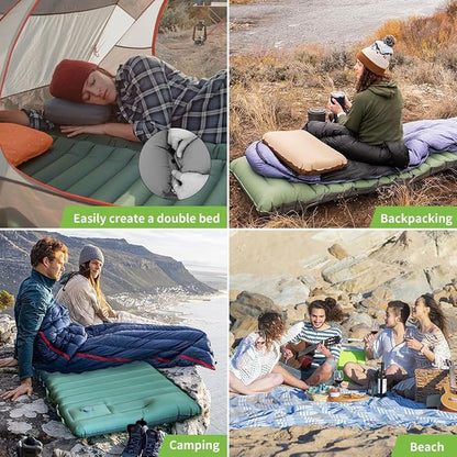 Camping Sleeping Pad, Extra Thick 5 Inch Ultralight Sleeping Pad for Camping with Pillow Built-in Foot Pump Inflatable Sleeping Pads Compact for Camp Backpacking Hiking Traveling