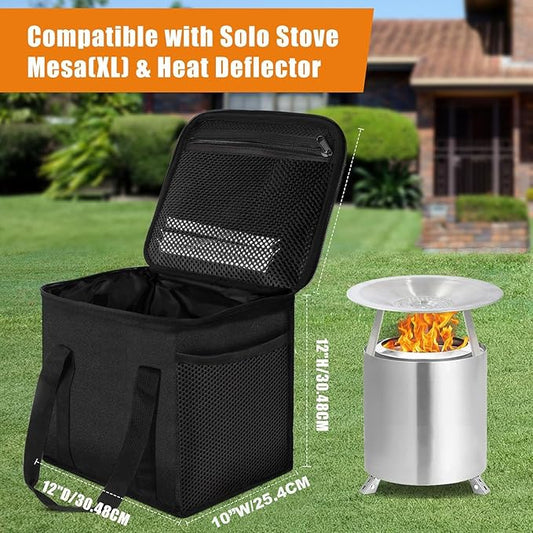 12'' Fire Pit Bag for Solo Stove Mesa XL & Accessories, Carry Bag for Solo Stove Mesa XL & Heat Deflector, Portable Fire Pit Storage Case for Travel & Camping,3-Layer 600D Oxford Cloth,Waterproof