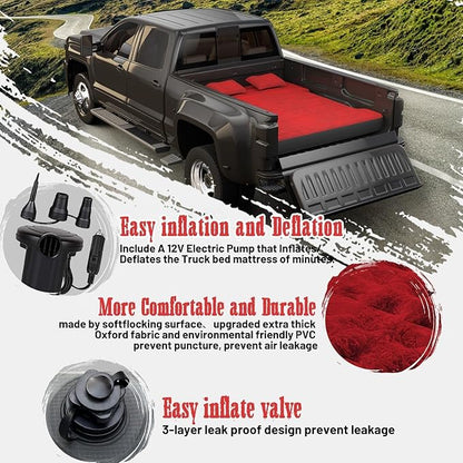 Umbrauto Truck Bed Air Mattress for 5.5-5.8ft Full Size Short Bed, Pickup Camping Airbed for Truck Tent Outdoor Travel with Carry Bag & Pump