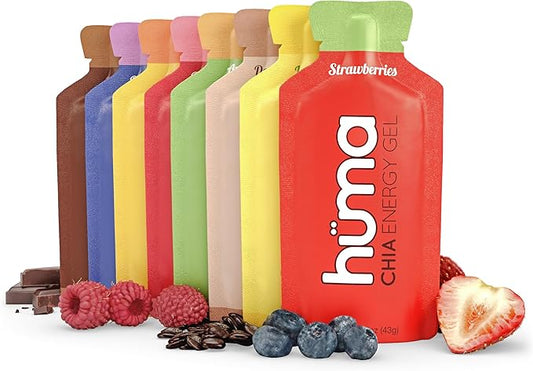 Huma Chia Energy Gel, Variety 24-Pack - Stomach Friendly, Real Food Energy Gels