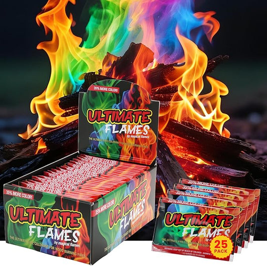 Magical Flames Fire Color Changing Packets Fire Pit (25 Pack), Fire Color Packets for Camping Essentials, Campfire, Bonfire & Fireplaces, Campfire Accessories