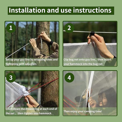 ISAGAPOY Hammock Mosquito Net - Lightweight, Portable, Easy Setup - Fits All Camping Hammocks