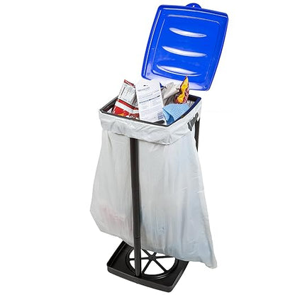 Wakeman Portable Trash Bag Holder - Collapsible Garbage Bin for Parties and Camping - 13-Gallon Plastic Can for Indoor and Outdoor Use (Blue/Black)