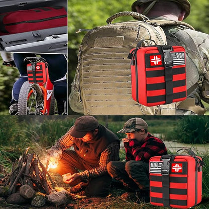 Emergency First Aid Kit - 282 Piece Premium Survival Gear Essentials Supplies for Car, Trucks, Hiking, Travel, Camping, Boating and Adventures, Waterproof Compact Molle Pouch Survival Kit
