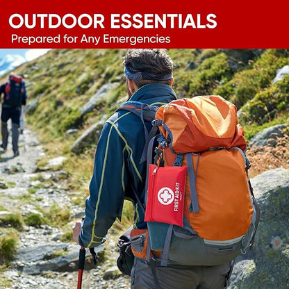 PTEROMY 150 Piece Mini First Aid Kit, Portable Small Emergency Kits Compact 1st Aid Kit for Car, Travel, Home, Camping, Outdoor, Hiking